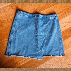 loft denim wrapped skirt